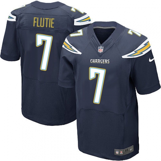 Men's Nike Los Angeles Chargers 7 Doug Flutie Elite Navy Blue Team Color NFL Jersey