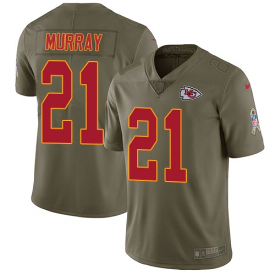Men's Nike Kansas City Chiefs 21 Eric Murray Limited Olive 2017 Salute to Service NFL Jersey