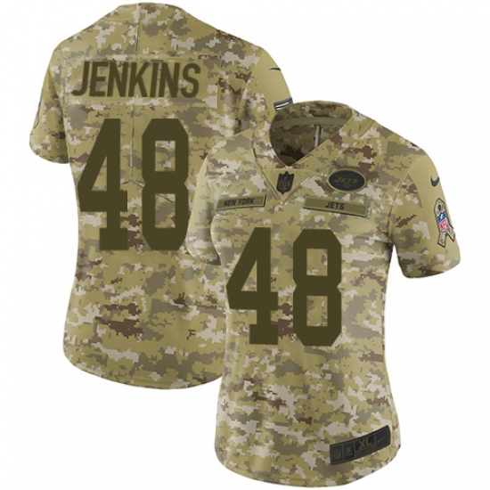 Women's Nike New York Jets 48 Jordan Jenkins Limited Camo 2018 Salute to Service NFL Jersey