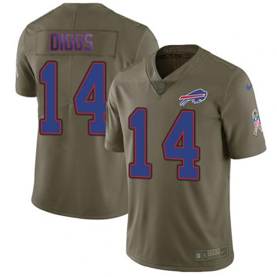 Youth Buffalo Bills 14 Stefon Diggs Olive Stitched Limited 2017 Salute To Service Jersey