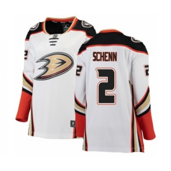 Women's Anaheim Ducks 2 Luke Schenn Authentic White Away Fanatics Branded Breakaway NHL Jersey