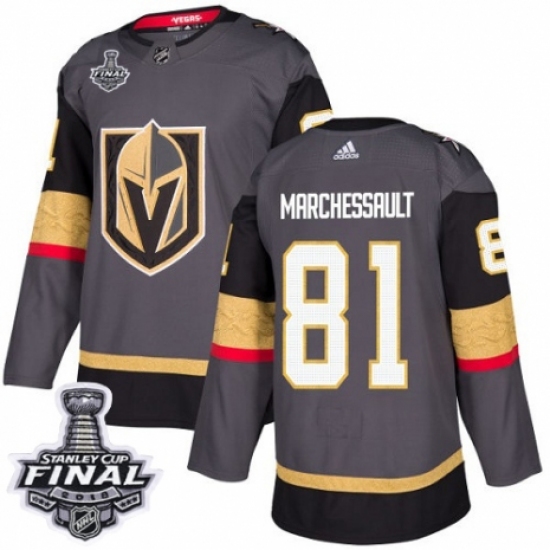 Men's Adidas Vegas Golden Knights 81 Jonathan Marchessault Premier Gray Home 2018 Stanley Cup Final NHL Jersey