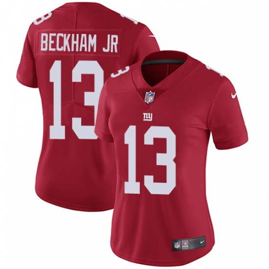 Women's Nike New York Giants 13 Odell Beckham Jr Red Alternate Vapor Untouchable Limited Player NFL Jersey
