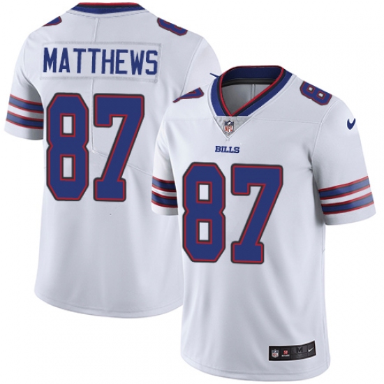 Men's Nike Buffalo Bills 87 Jordan Matthews White Vapor Untouchable Limited Player NFL Jersey