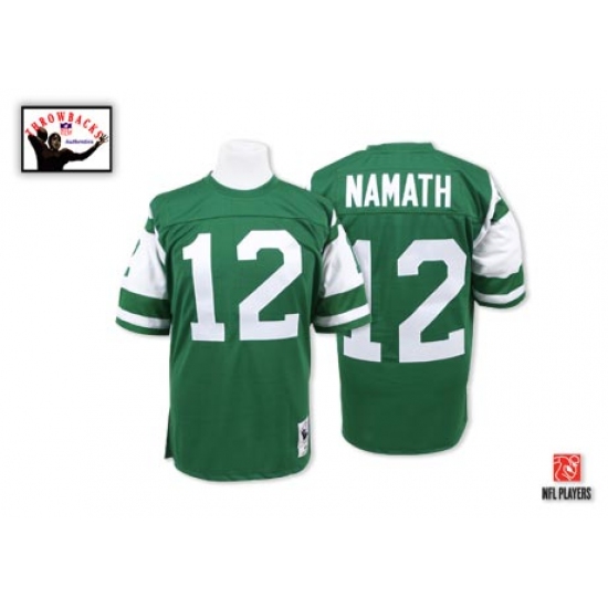 Mitchell and Ness New York Jets 12 Joe Namath Green Team Color Authentic Throwback NFL Jersey