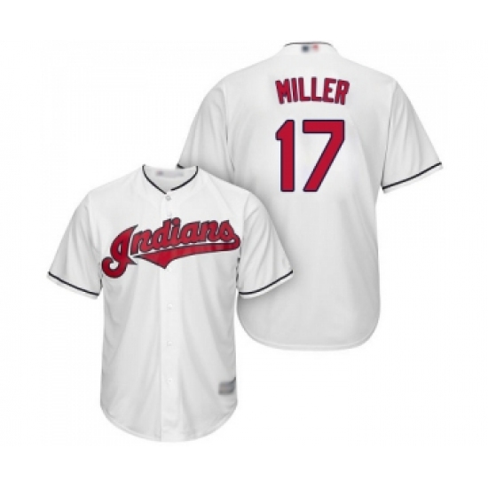 Men's Cleveland Indians 17 Brad Miller Replica White Home Cool Base Baseball Jersey