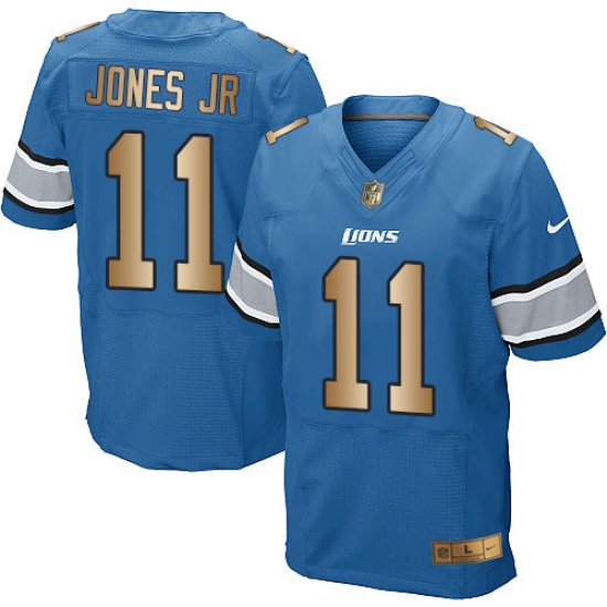 Men's Nike Detroit Lions 11 Marvin Jones Jr Elite Blue/Gold Team Color NFL Jersey