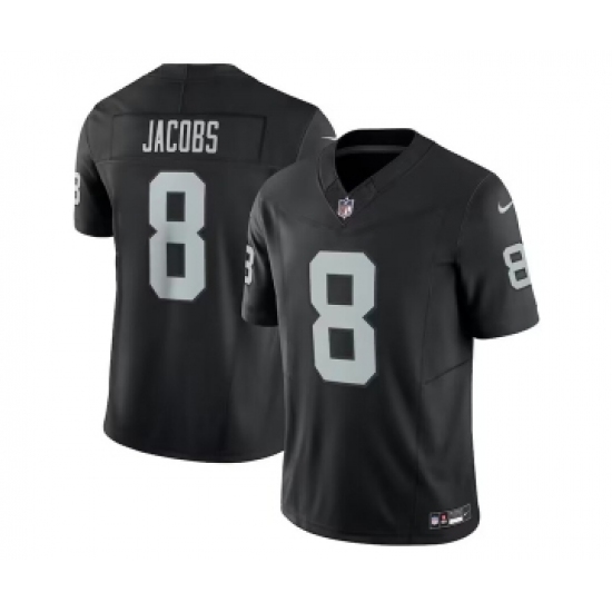 Men's Nike Las Vegas Raiders 8 Josh Jacobs Black 2023 F.U.S.E. Vapor Untouchable Stitched Football Jersey