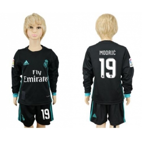 Real Madrid 19 Modric Away Long Sleeves Kid Soccer Club Jersey