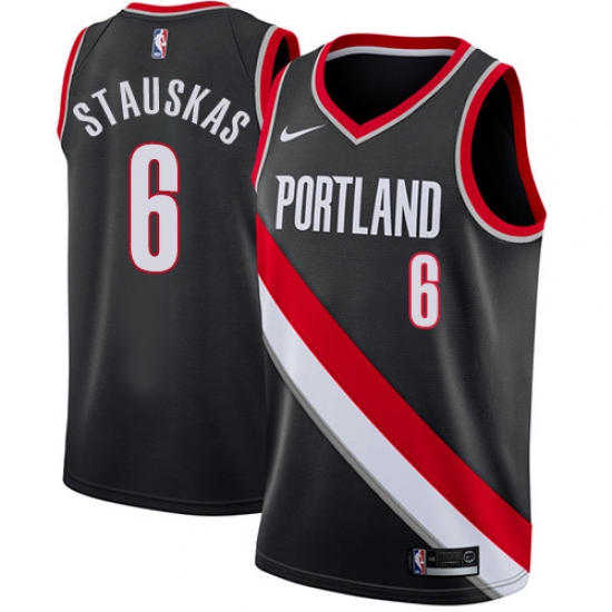 Youth Nike Portland Trail Blazers 6 Nik Stauskas Swingman Black NBA Jersey - Icon Edition