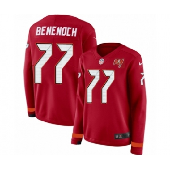 Women's Nike Tampa Bay Buccaneers 77 Caleb Benenoch Limited Red Therma Long Sleeve NFL Jersey