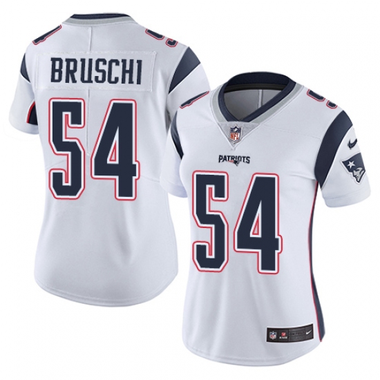 Women's Nike New England Patriots 54 Tedy Bruschi White Vapor Untouchable Limited Player NFL Jersey