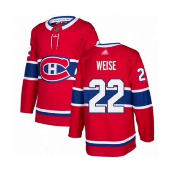 Men's Montreal Canadiens 22 Dale Weise Authentic Red Home Hockey Jersey