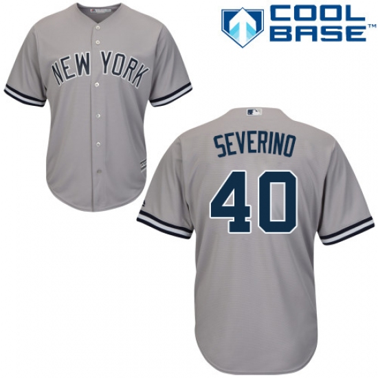 Men's Majestic New York Yankees 40 Luis Severino Replica Grey Road MLB Jersey