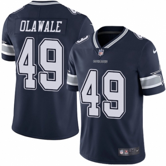 Youth Nike Dallas Cowboys 49 Jamize Olawale Navy Blue Team Color Vapor Untouchable Limited Player NFL Jersey