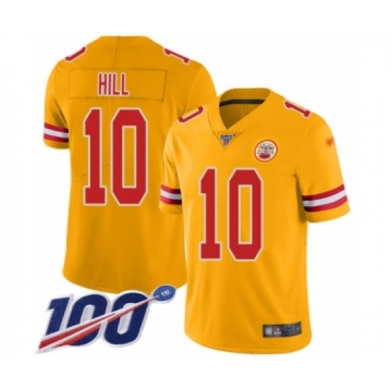 Youth Kansas City Chiefs 10 Tyreek Hill Limited Gold Inverted Legend 100th Season Football Jersey