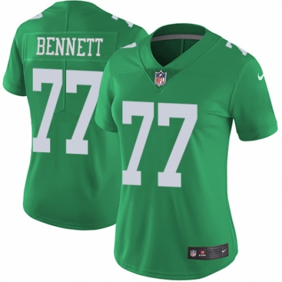 Women's Nike Philadelphia Eagles 77 Michael Bennett Limited Green Rush Vapor Untouchable NFL Jersey