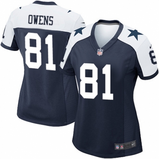 Women's Nike Dallas Cowboys 81 Terrell Owens Game Navy Blue Throwback Alternate NFL Jersey