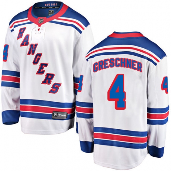 Men's New York Rangers 4 Ron Greschner Fanatics Branded White Away Breakaway NHL Jersey