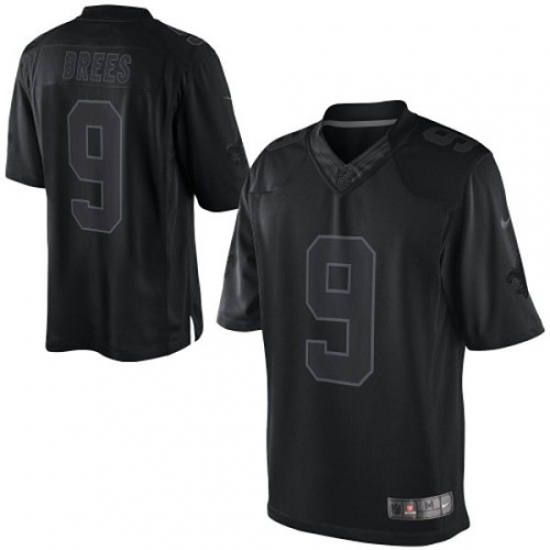 Men's Nike New Orleans Saints 9 Drew Brees Black Drenched Limited NFL Jersey