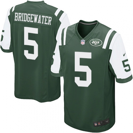 Men's Nike New York Jets 5 Teddy Bridgewater Game Green Team Color NFL Jersey