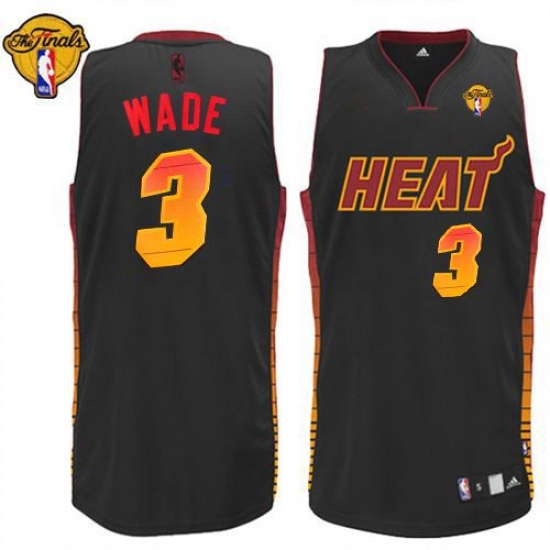 Men's Adidas Miami Heat 3 Dwyane Wade Authentic Black Vibe Finals Patch NBA Jersey