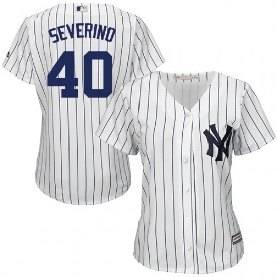 Women's Majestic New York Yankees 40 Luis Severino Authentic White Home MLB Jersey