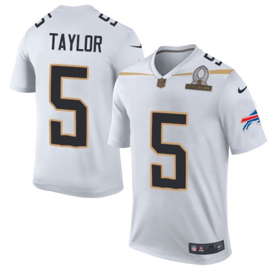 Men's Nike Buffalo Bills 5 Tyrod Taylor Elite White Team Rice 2016 Pro Bowl NFL Jersey
