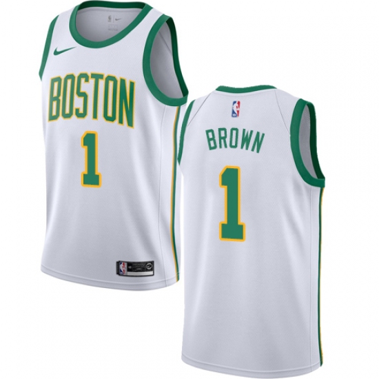 Youth Nike Boston Celtics 1 Walter Brown Swingman White NBA Jersey - City Edition
