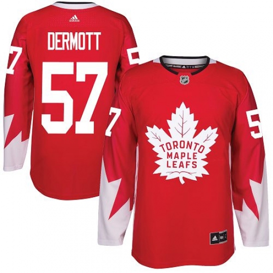 Men's Adidas Toronto Maple Leafs 57 Travis Dermott Premier Red Alternate NHL Jersey