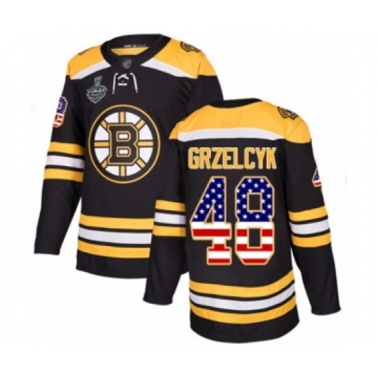 Youth Boston Bruins 48 Matt Grzelcyk Authentic Black USA Flag Fashion 2019 Stanley Cup Final Bound Hockey Jersey