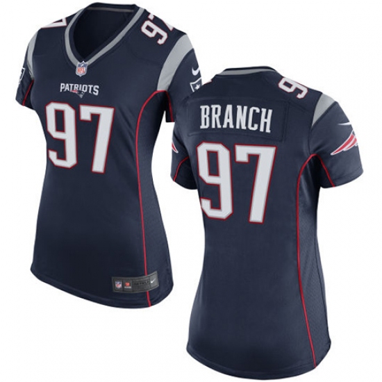 Women's Nike New England Patriots 97 Alan Branch Game Navy Blue Team Color NFL Jersey
