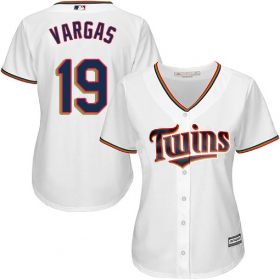 Women's Majestic Minnesota Twins 19 Kennys Vargas Authentic White Home Cool Base MLB Jersey