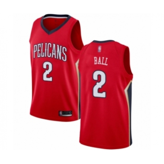 Women's New Orleans Pelicans 2 Lonzo Ball Swingman Red Basketball Jersey Statement Edition
