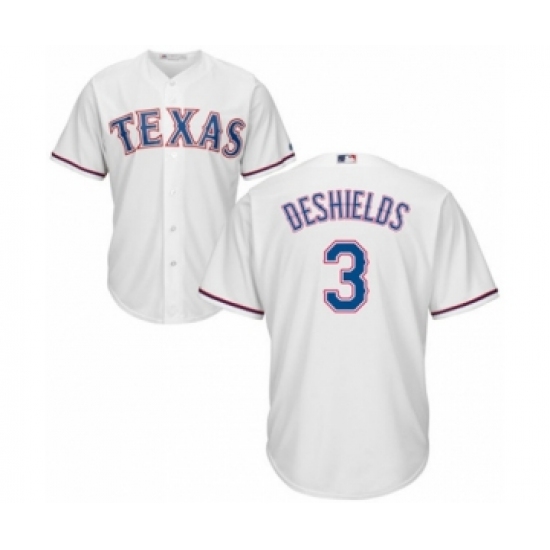 Youth Texas Rangers 3 Delino DeShields Jr. Authentic White Home Cool Base Baseball Player Jersey