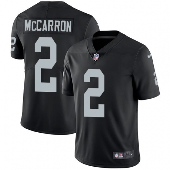 Men's Nike Oakland Raiders 2 AJ McCarron Black Team Color Vapor Untouchable Limited Player NFL Jersey