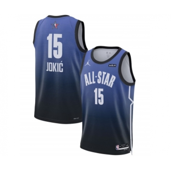 Men's 2023 All-Star 15 Nikola Jokic Blue Game Swingman Stitched Basketball Jersey