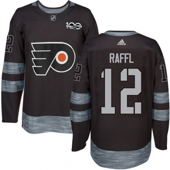 Men's Adidas Philadelphia Flyers 12 Michael Raffl Premier Black 1917-2017 100th Anniversary NHL Jersey