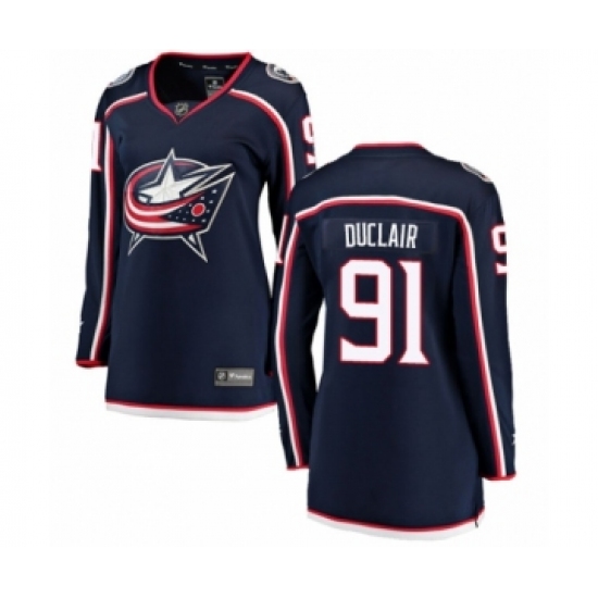 Women's Columbus Blue Jackets 91 Anthony Duclair Authentic Navy Blue Home Fanatics Branded Breakaway NHL Jersey