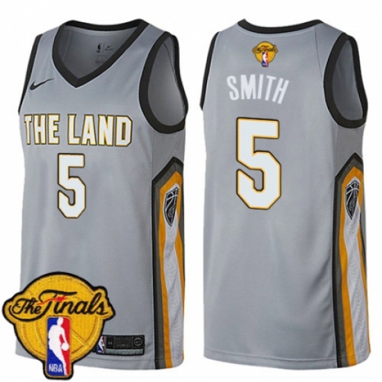 Women's Nike Cleveland Cavaliers 5 J.R. Smith Swingman Gray 2018 NBA Finals Bound NBA Jersey - City Edition