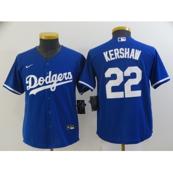 Youth Nike Los Angeles Dodgers 22 Clayton Kershaw Blue Authentic Jersey