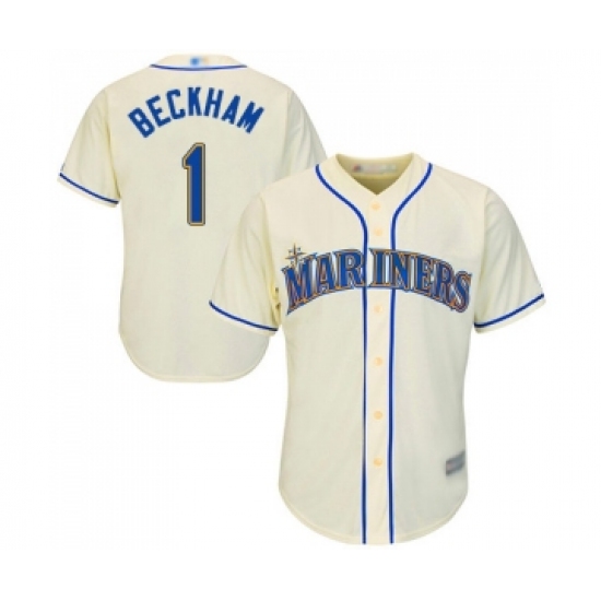 Men's Seattle Mariners 1 Tim Beckham Replica Cream Alternate Cool Base Baseball Jersey