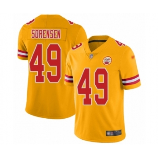 Men's Kansas City Chiefs 49 Daniel Sorensen Limited Gold Inverted Legend Football Jersey