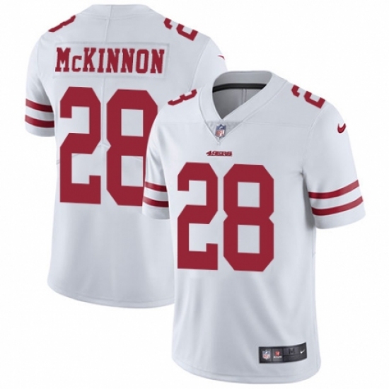 Men's Nike San Francisco 49ers 28 Jerick McKinnon White Vapor Untouchable Limited Player NFL Jersey