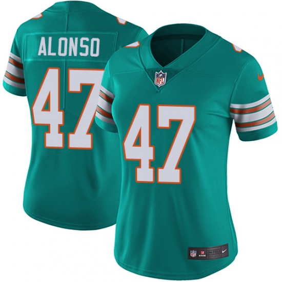 Women's Nike Miami Dolphins 47 Kiko Alonso Elite Aqua Green Alternate NFL Jersey