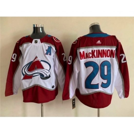 Men's Colorado Avalanche 29 Nathan MacKinnon With A Ptach White Stitched Jersey