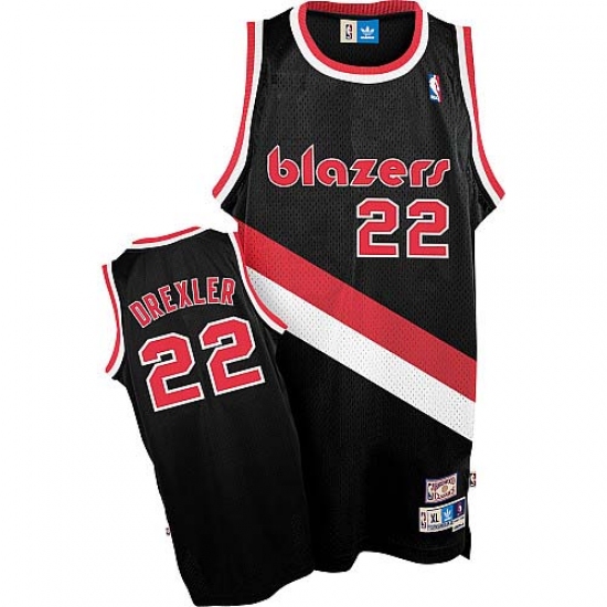 Men's Adidas Portland Trail Blazers 22 Clyde Drexler Authentic Black Throwback NBA Jersey