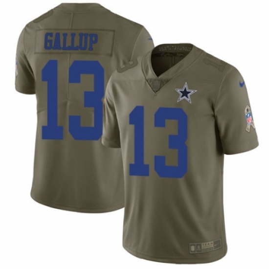 Men's Nike Dallas Cowboys 13 Michael Gallup Limited Olive 2017 Salute to Service NFL Jersey