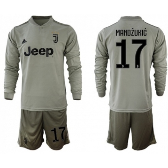 Juventus 17 Mandzukic Away Long Sleeves Soccer Club Jersey