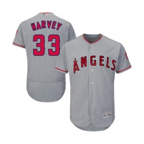 Men's Los Angeles Angels of Anaheim 33 Matt Harvey Grey Road Flex Base Authentic Collection Baseball Jersey